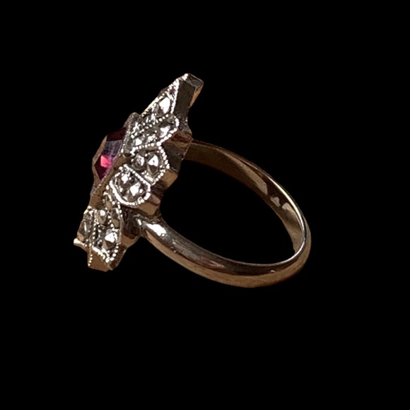 Marcasite Silver-Plated Purple Ring Woman’s Jewelry Art Deco Plum Crystal NEW - Picture 4 of 8